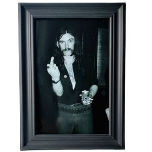 Lemmy Kilmister Motorhead Middle Finger smokin 70s 80d Metal Rock Framed Print